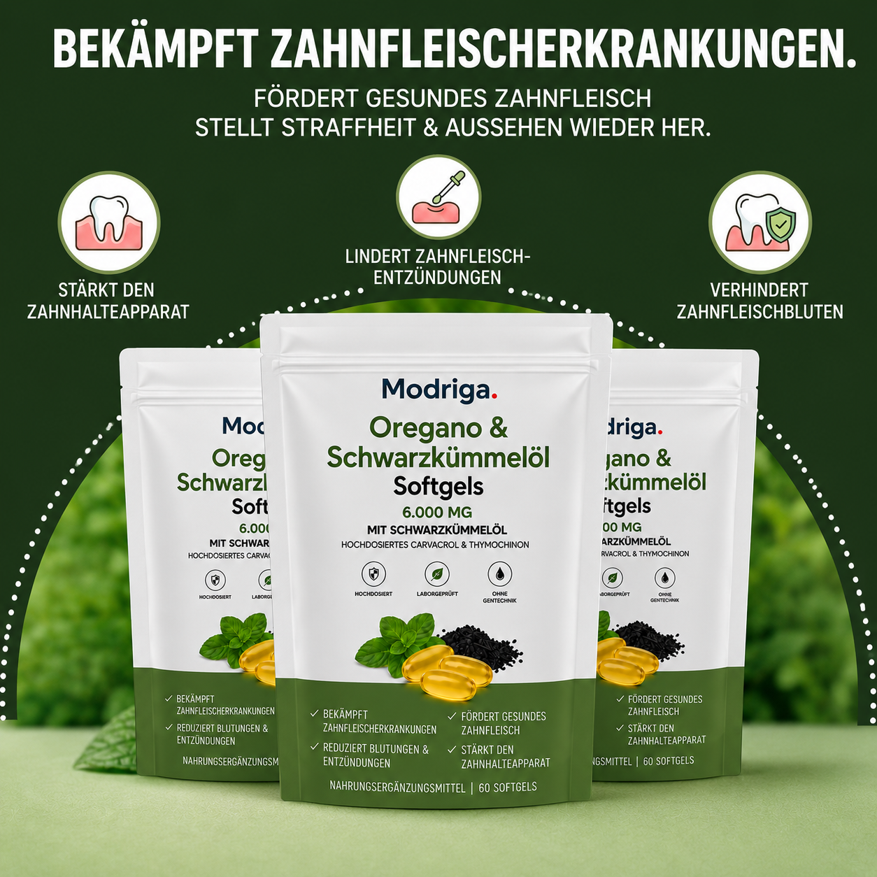 MODRIGA Oregano- und Schwarzkümmelöl – beseitigt Zahnfleischerkrankungen