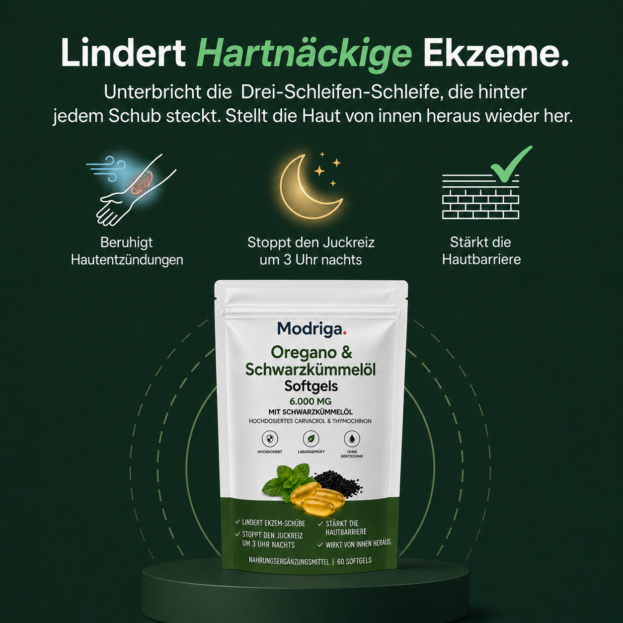 MODRIGA Oregano- & Schwarzkümmelöl – Beruhigt Ekzeme von innen heraus