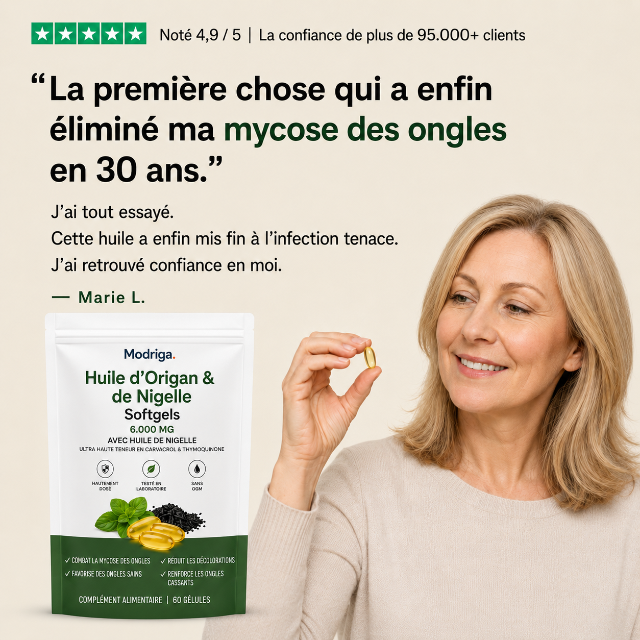 Huile d'origan et de nigelle MODRIGA – Contre la mycose des ongles