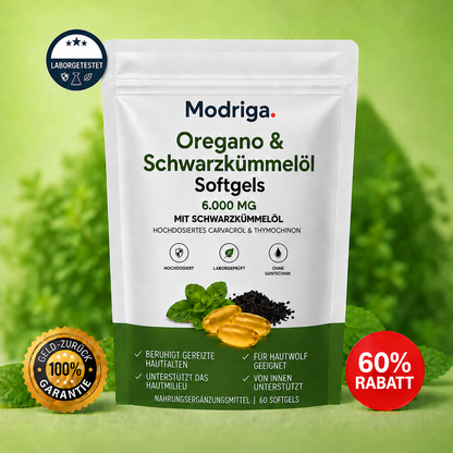 MODRIGA OREGANO- & SCHWARZKÜMMELÖL – BERUHIGT HAUTWOLF VON INNEN HERAUS