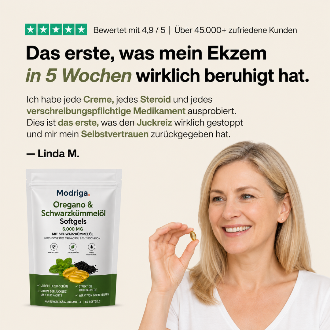 MODRIGA Oregano- & Schwarzkümmelöl – Beruhigt Ekzeme von innen heraus